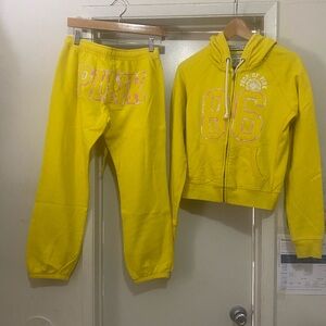 VICTORIA SECRET PINK Yellow Hoodie jacket & Jogger Set